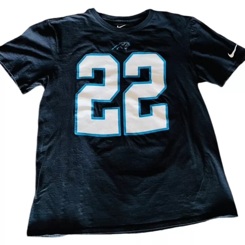 Nike Tee Carolina Panthers McCaffrey #22 T Shirt Men's L Athletic Cut Cotton